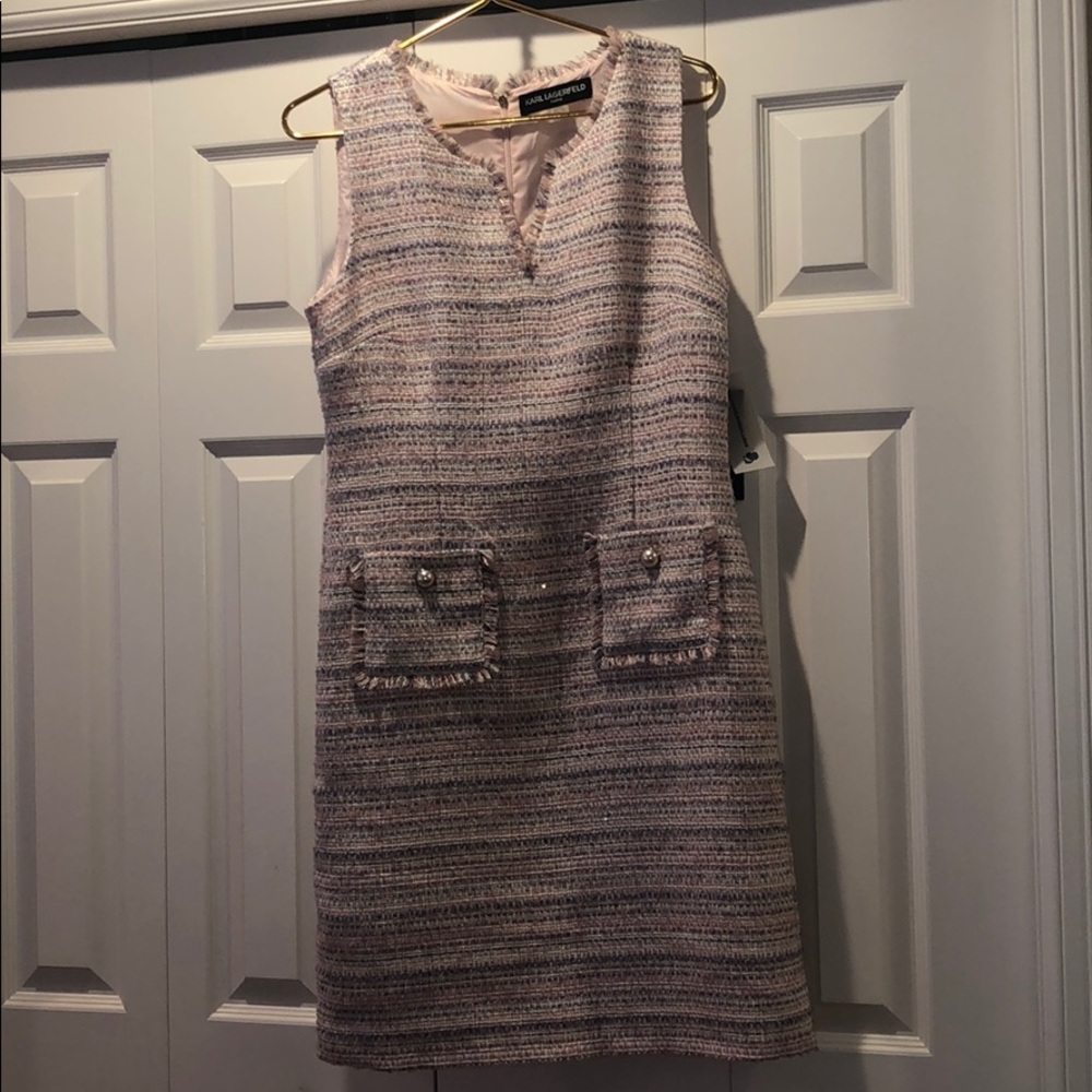 Karl Lagerfeld Tweed Shift Dress NWT - Picture 2 of 5